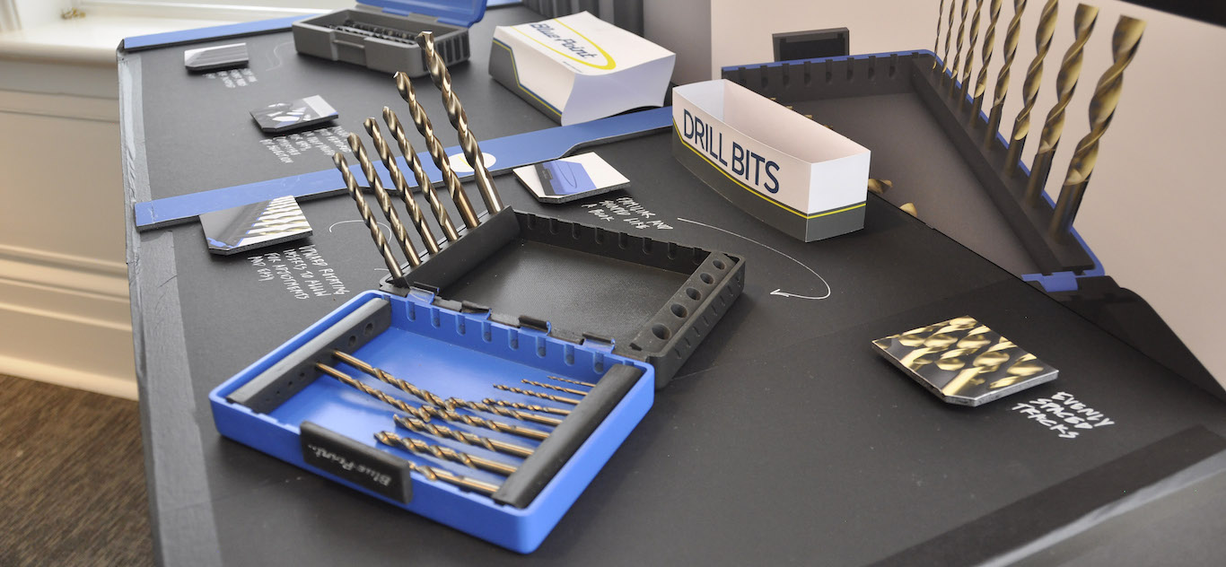 Drill bit case presentation display shot